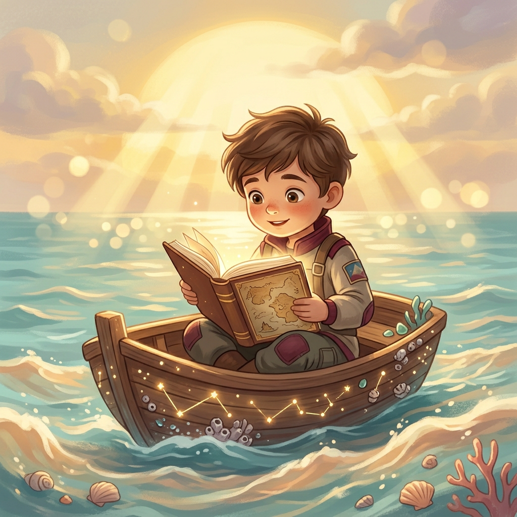 Ni├▒o explorador en tema Mar con libro personalizado ÔÇ
