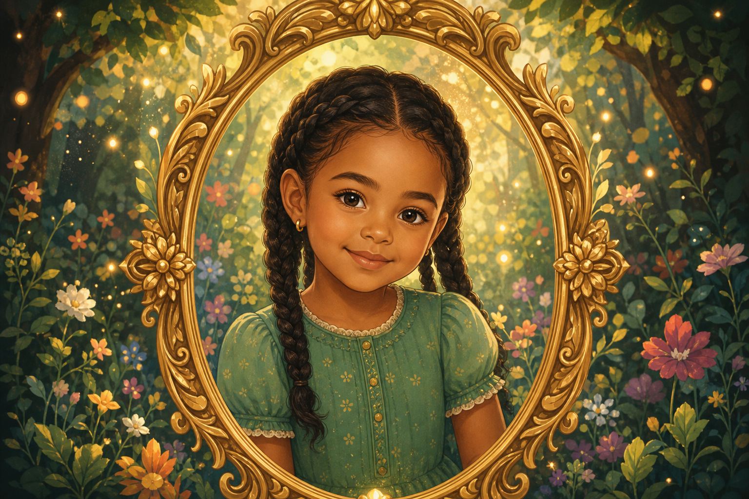 Paso 2: avatar ilustrado de una niña con trenzas, personalizado y reconocible
