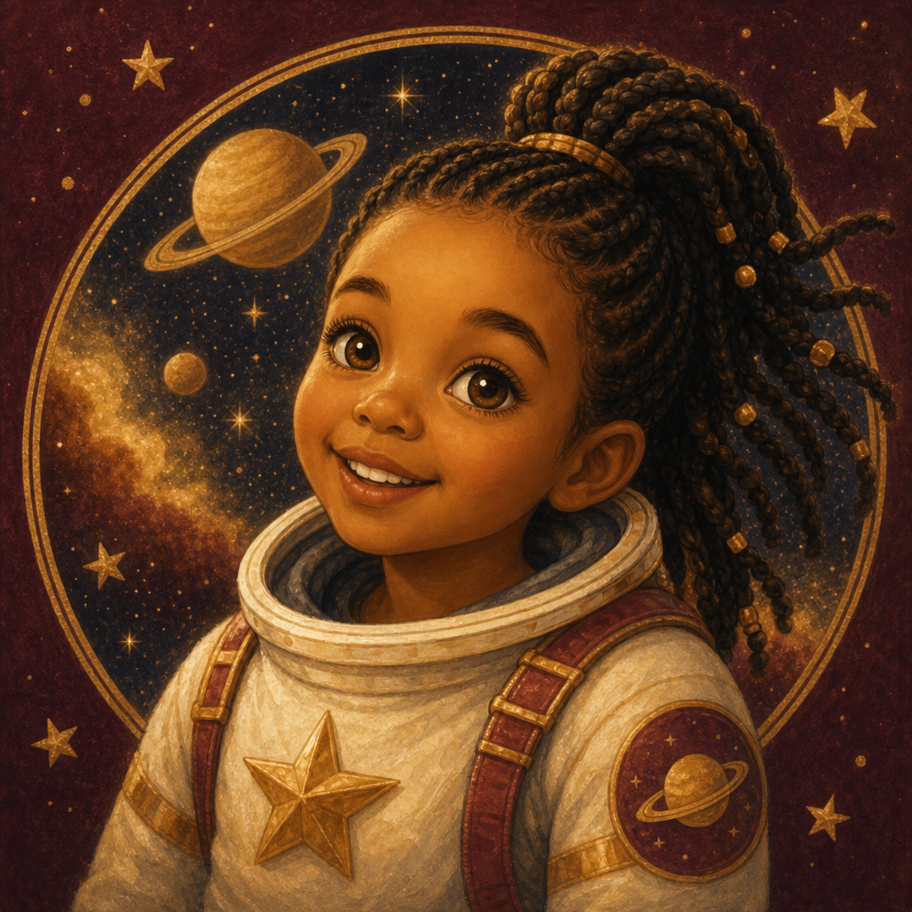 Avatar ilustrado de Amara como astronauta — avatar ilustrado niño